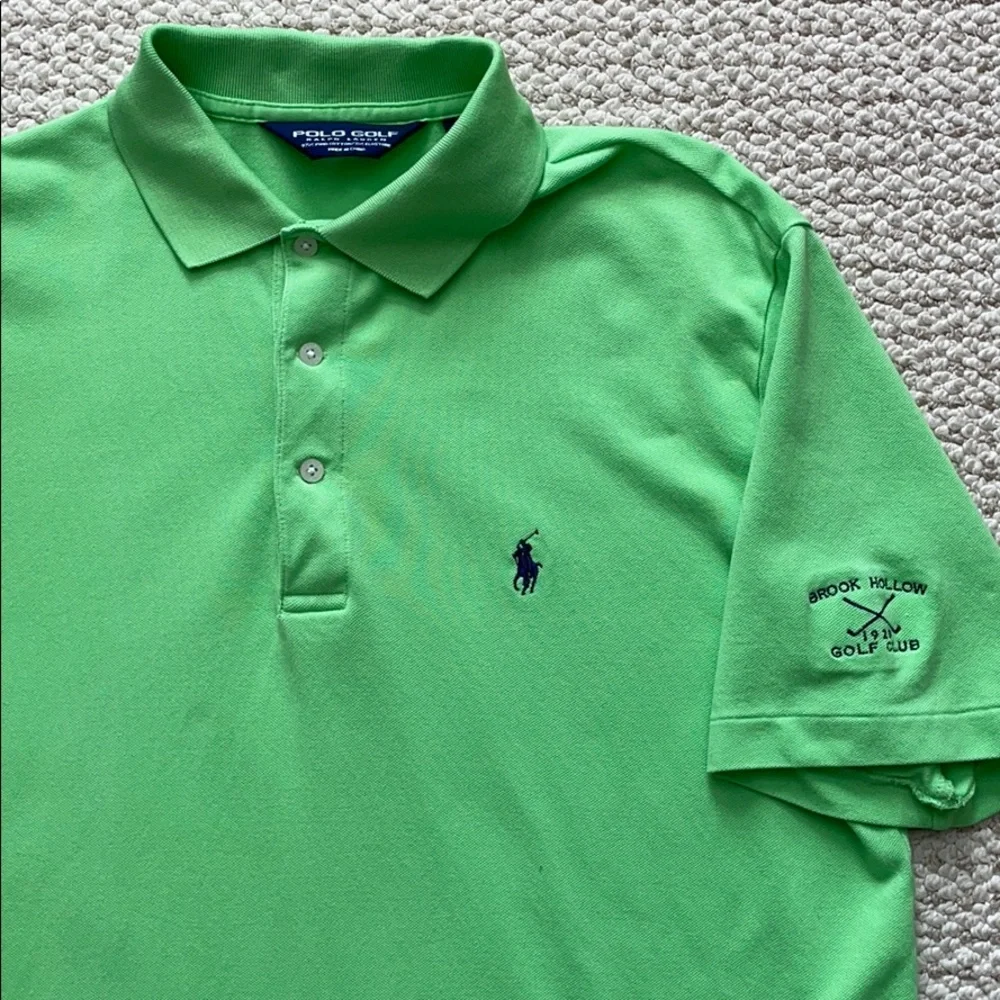 Ralph Lauren Polo Short Sleeve Brook Hollow Golf Shirt In Bright Green Size M